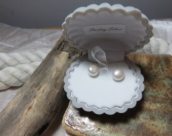 Freshwater button pearl earrings