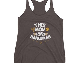 This Mom Mother Loves Hanukkah Jewish Hebrew Chanukah Tank