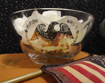 Gold Federal Eagle Glassware Bowls Patriotic Party Bowls