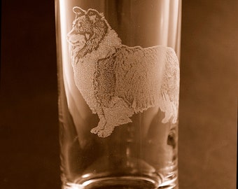 Etched Sheltie / Shetland Sheepdog on Tumblers /Highballs (set of 2)