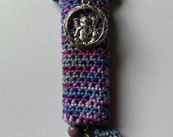 Purple Ganesha cozy, handmade crochet lightercozy.