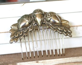 ACORN Vintage Upcycled Silver Leaf Hair Accessory Hair Comb Bridal Wedding