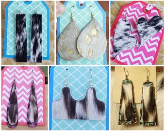 Hair on hide leather earrings