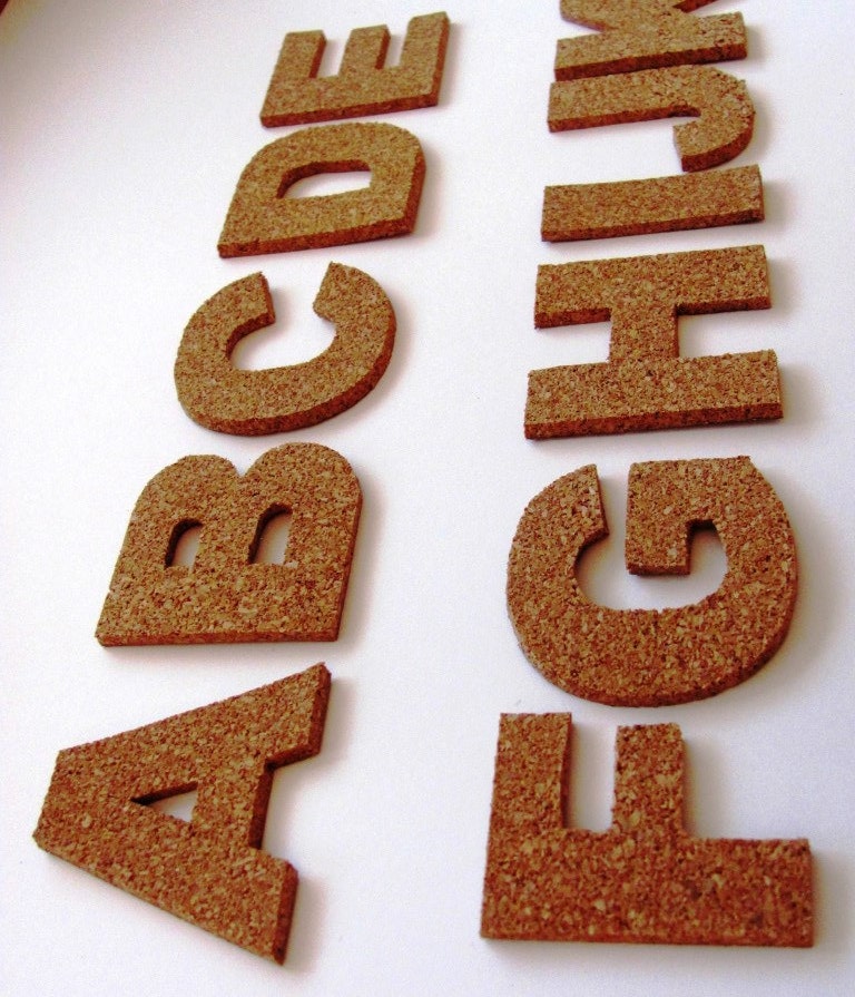 3D cork selfadhesive letters wall decor cork alphabet