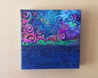 Abstract Mixed Media Painting on canvas - 8x8