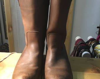 mens brown leather engineer /motorcycle boots size 9.5