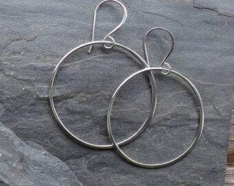 Extra Large sterling hoop earrings / Sterling silver circle earrings / Extra Large dangle hoop earrings