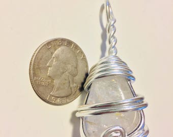 Quartz wire wrap, wire wrapped quartz, quartz necklace, quartz pendant, quartz jewelry, wire wrapped jewelry, wire wrapped crystal