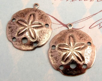 Sand Dollar Pendant, Antique Pewter Brass, 2 Pc. K1