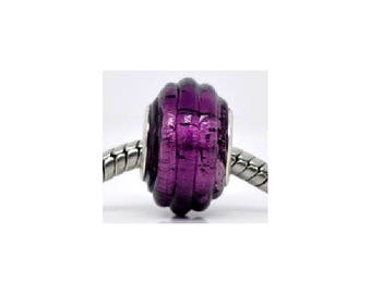 set of 3 14 mm x 10 mm dark purple glass beads