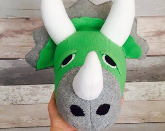 Dinosaur, triceratops head wall decoration dino head, faux taxidermy dinosaur head, childrens wall decoration