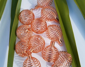 Copper Tone Gemstone Cage Pendant