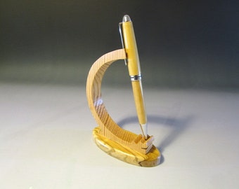 Wooden pen, olive, European chrome style, manual turning, biro, black ink, made in Italy, gift for him, gift for her