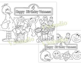 Sesame Street Birthday Party Favor Coloring Pages PDF File