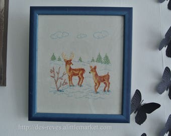 Frame - Embroidery - stag and DOE mountain