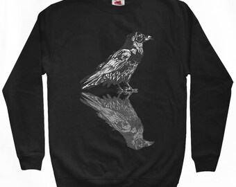 Dual Raven Sweatshirt - Men S M L XL 2x 3x - Crewneck, Bird, Crow, Nature, Horror, Mystery, Death - 2 Colors