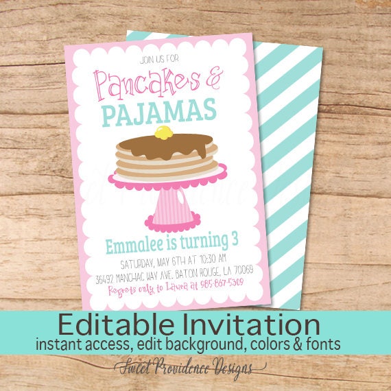 Pancakes And Pajamas Invitations 9