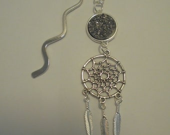 "Druzy Dreamcatcher" Silver bookmark