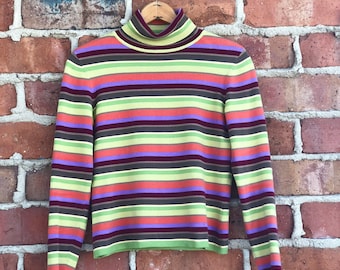 Vintage 90s Multi-Color Turtleneck Top/Sweater- Women's Small