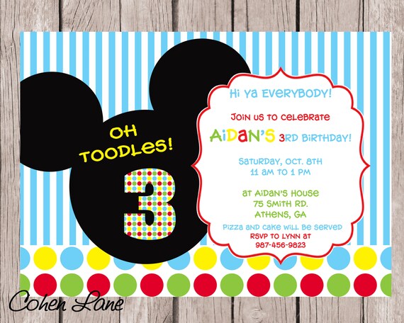 Mickey Mouse Oh Toodles Invitations 7