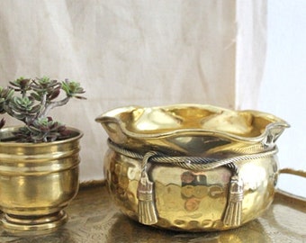 Small Vintage Decorative Brass Planter Pot