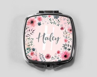 personalized compact mirror, personalized compact, compact mirror, custom bridesmaid gift, custom compact, purse mirror, pocket mirror
