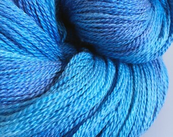 Hand Dyed Laceweight Yarn Merino Silk Skye blue 100g