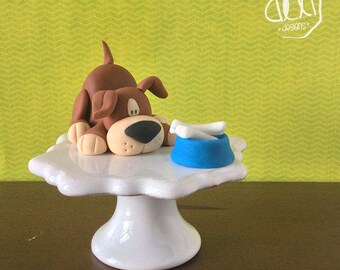 Edible Fondant Little Puppy Cake Topper