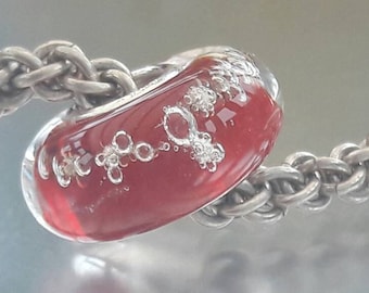 Red Root Chakra Bubbles - Big hole bead - European charm bead - Silver core.