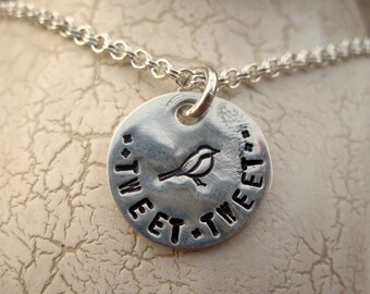 Tweet, tweet sterling silver necklace