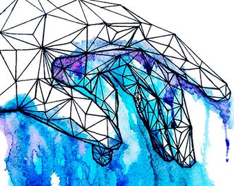 WaterColor Painting - Geometric Hand