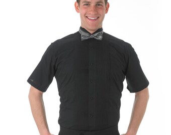 Men's Black Short Sleeve Tuxedo Shirt