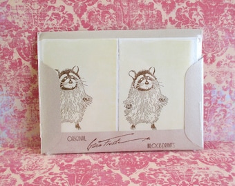 Vintage Gwen Frostic Note Cards and Envelopes - Raccoons