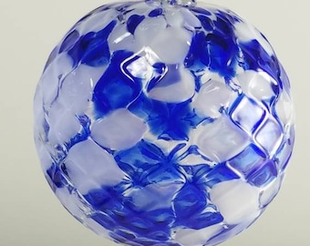 Blue and White Hand Blown Christmas Ornament and Suncatcher