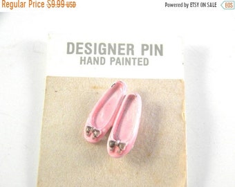 25% OFF SALE JJ Jonette Pink Enamel Ballet Slippers Vintage Brooch Pin
