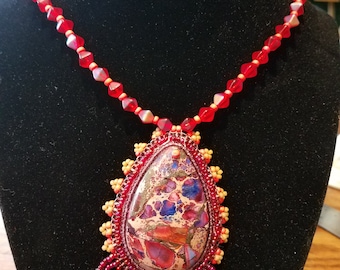 Sunset Bead Embroidery Necklace