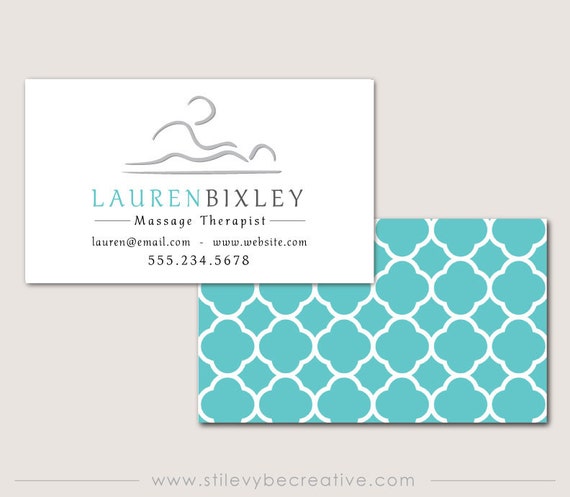 Teal Business Cards For Masseuse Massage Therapist Physical