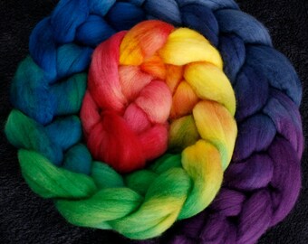 Hand dyed Merino wool for felting and spinning - 100gr - graduate dyed - Rainbow