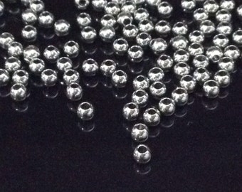 Stainless Steel, 3mm Round Beads, 1mm Hole, 304 Grade Stainless Steel, Seamless, Hypoallergenic, Non Tarnish, 100 to 500 Beads, #1516