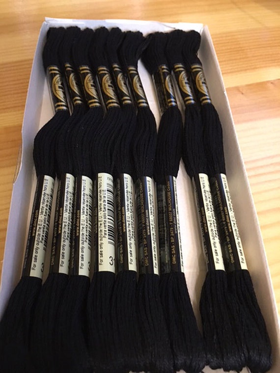 DMC 310 Black Embroidery Floss 2 Skeins 6 Strand Thread for