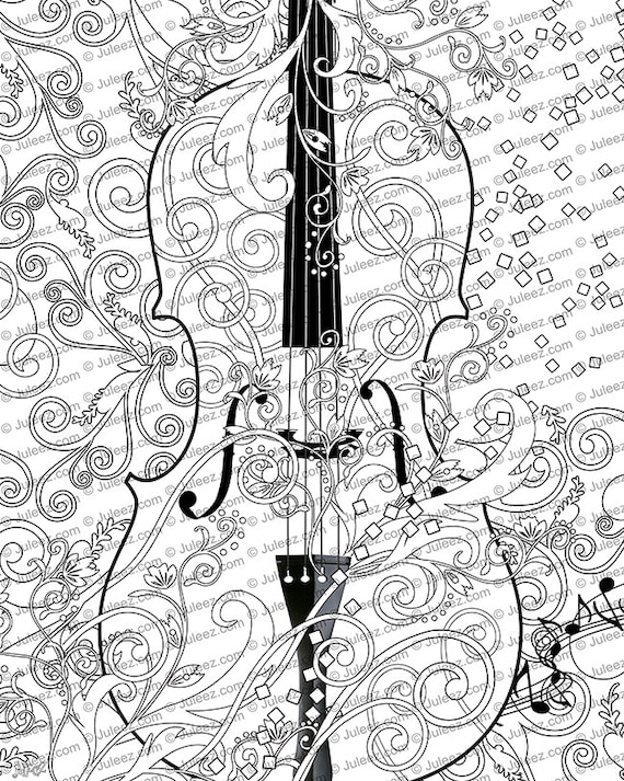 Download Printable Coloring Poster Adult Coloring Page FREE Violin