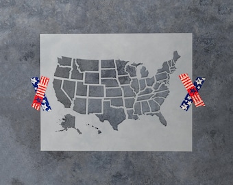 United States Map Outline Stencil - Reusable DIY Craft Stencils of the US Map with State Outlines