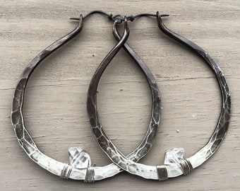 Sterling Silver Hoop Earrings Large Hoops Silver Hoop Earrings Crystal Earrings DanielleRoseBean Custom Hoop Earrings witch jewelry