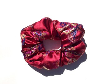 Red Chinese Brocade Scrunchie