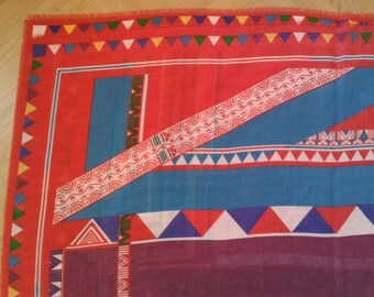 Shawl 1980s, VINTAGE PLAYFUL colors shawl, post modern, tribal, geometric, pop,all in one, pattern design, vintage 80s