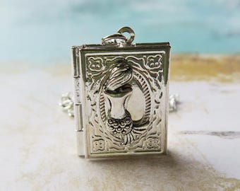 Mermaid Locket Necklace, Mermaid Book Locket, Mermaid Necklace, Little Mermaid Pendant, Ariel Inspired Jewelry, Water Spirit, Siren Necklace
