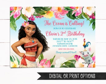 Moana Invitation, Moana Birthday Invitation, Printed Invitations, Digital Moana Invitation