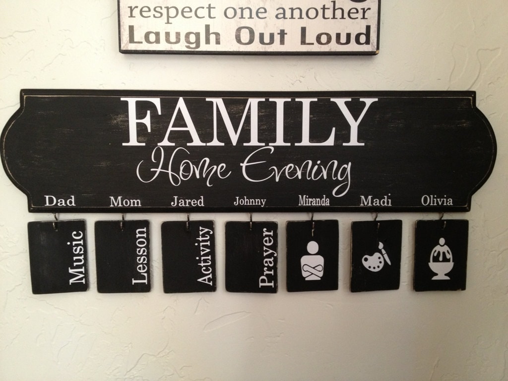 family home evening vinyl decal with assignments and