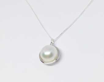 Pearl necklace, 925 sterling silver freshwater pearl necklace, bridesmaid jewellery, June birthstone, bridal necklace, white pearl necklace