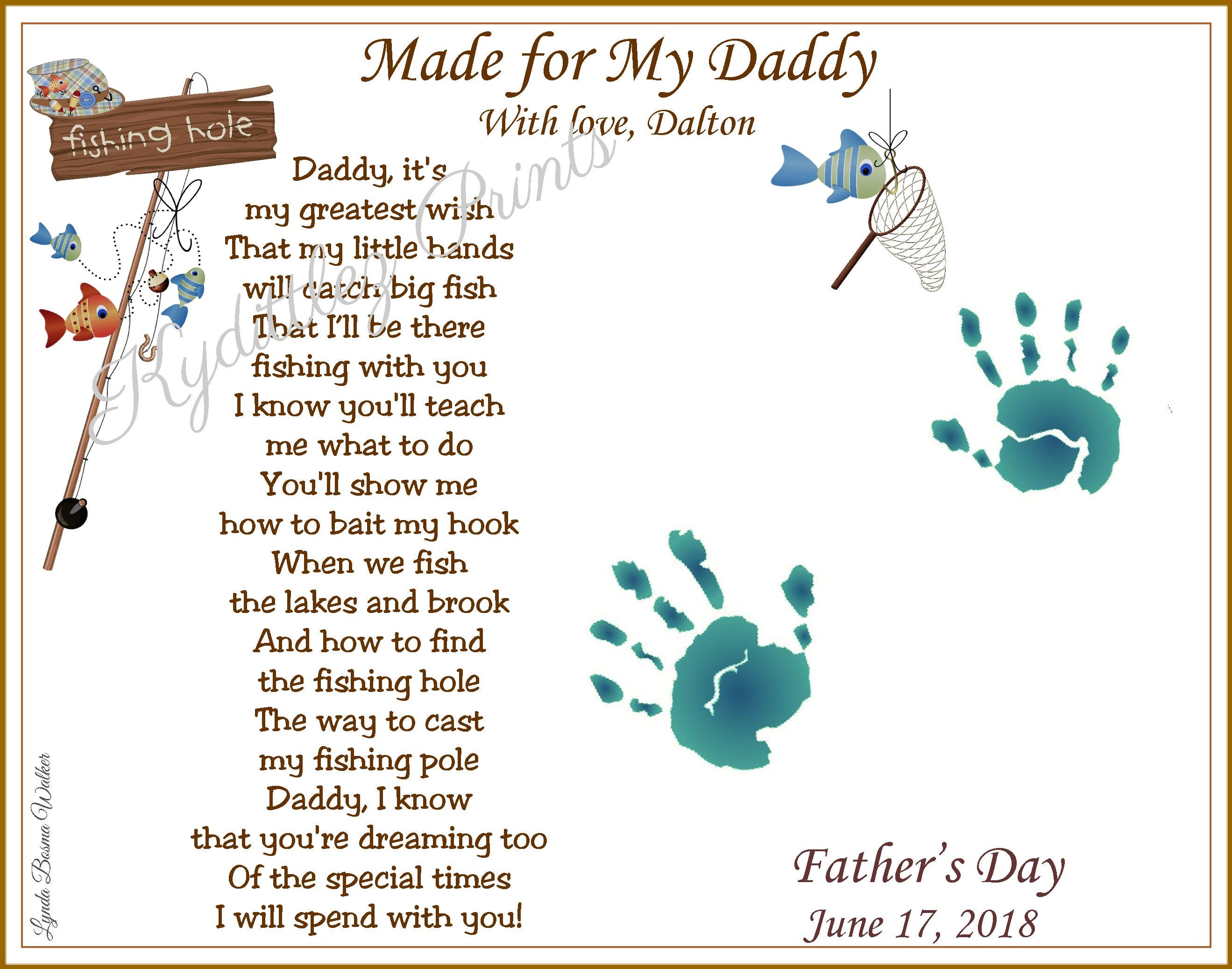 DADDY Teach Me FISHING Personalized Poem 8 x 10 Art